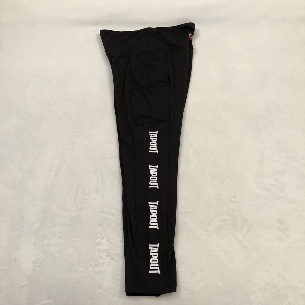 WWE Tapout Black Athletic Hiking Running MMA Yoga Pants Leggings Women’s Size L
